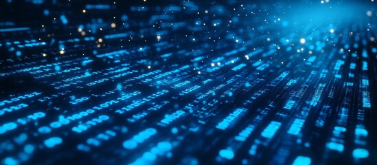 Aufkleber - Blue digital binary data on computer screen banner