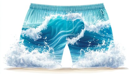 Blue Ocean Wave Beach Swim Trunks Design