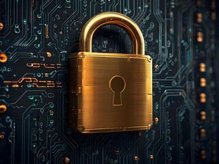 Wall Mural - lock and key Cyber-security background