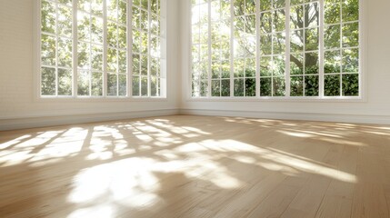 Wall Mural - Sunlight Through Windows Onto Wooden Floor