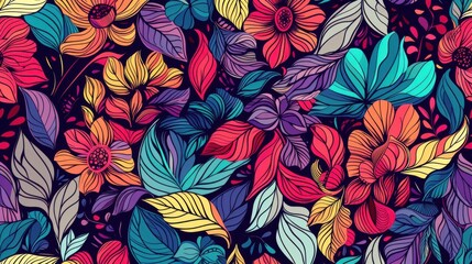 Poster - Seamless multi colored hand drawn pattern - stock illustration Colorful seamless hand-drawn pattern 