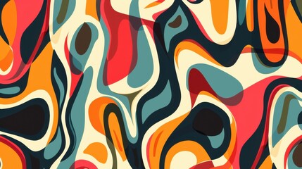Poster - Seamless Retro Abstract Shapes Background - stock illustration Retro seamless shapes and lines abstract pattern background
