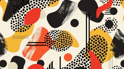 Poster - Seamless Retro Abstract Shapes Background - stock illustration Retro seamless shapes and lines abstract pattern background