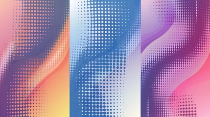 Poster - Set of color halftone pattern background - stock illustration