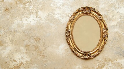 Poster - Ornate Gold Mirror Frame on Vintage Wall