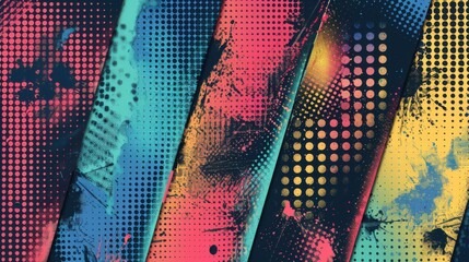 Poster - Set of color halftone pattern background - stock illustration