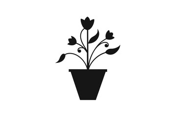 Wall Mural - A minimalist logo for Florist company, silhouette black, vector illustration