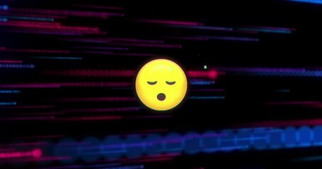 Poster - Animation of emoji icon over blue and red spots