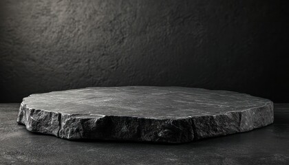 Poster - A Rough Black Stone Platform on a Black Surface