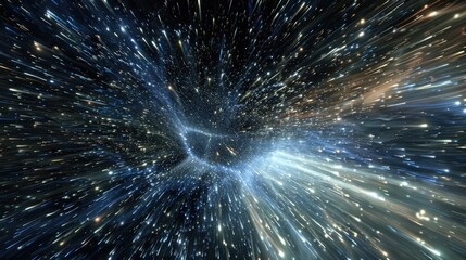 Poster - star warp - stock photo space warp stars on black background