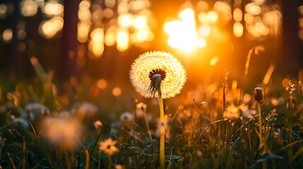 Wall Mural - Dandelion in the Golden Hour