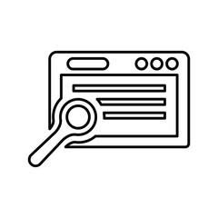 Audit, webpage, data icon. Outline vector.