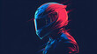 © Siasart Stock - A stylized illustration of a motorcyclist in a helmet with dynamic lighting effects.