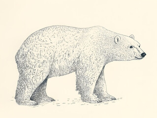 Wall Mural - risograph print texture, polar bear, whimsical and charming, line drawing, minimalist