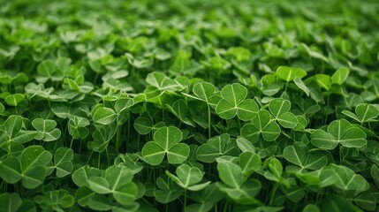 Wall Mural - Green Clover Leaves Close Up Background