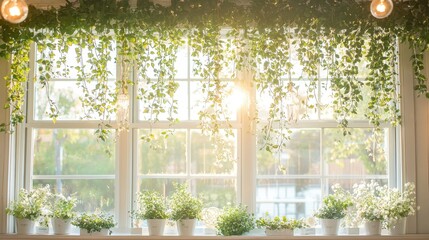 Canvas Print - Sunny Window with Greenery and Plants