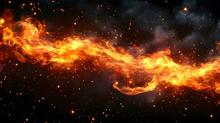 Wall Mural - A vibrant representation of cosmic flames in a starry space background.