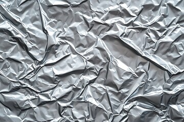 Shiny metal silver gray foil crumpled texture 