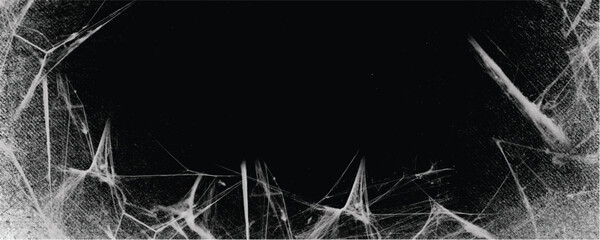 Wall Mural - Spiderweb isolated on black grunge background. Cobweb frame. Halloween party. Halloween decoration. Gothic style. Panoramic backdrop	