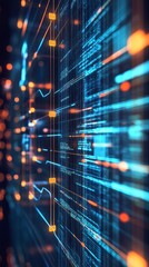 Poster - Futuristic digital grid with glowing lines and data points, technology background. Innovation and big data concept