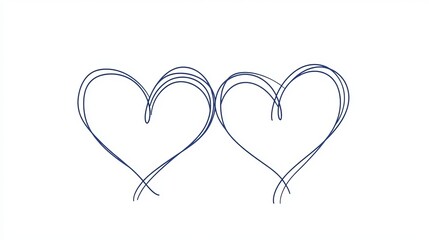 Wall Mural - A continuous line drawing of two intertwined hearts. This minimalist illustration is perfect for Valentine's Day, symbolizing love and connection.