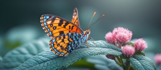 Canvas Print - A Vibrant Butterfly Resting on a Leaf