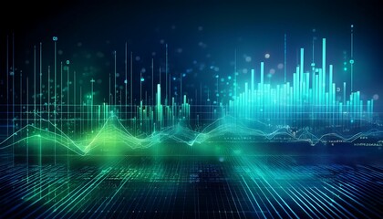 Aufkleber - Abstract Digital Data Visualization with Lines and Grids