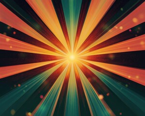 Wall Mural - Abstract sunburst line art illustration featuring a digital lens flare backdrop