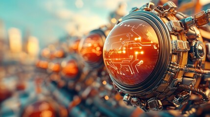 Poster - Futuristic Technology Sphere with Circuitry.