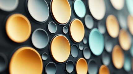 Aufkleber - Abstract Circle Pattern with Orange, Blue, and Black Colors.