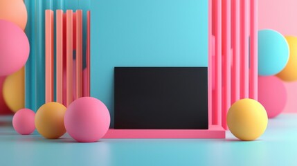 Aufkleber - Abstract Colorful Background with Black Square.