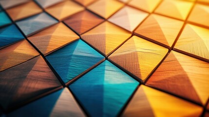 Poster - Abstract Wooden Geometric Pattern.