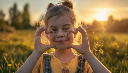 Sunset Serenade: Capturing the Heartfelt Moment of a Young Girl