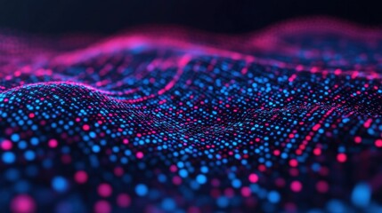 Aufkleber - Abstract Digital Wave with Neon Lights.