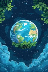 Wall Mural - Hand drawn world ozone day background