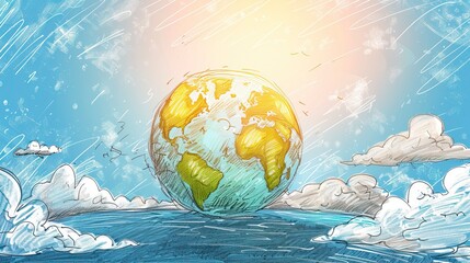 Wall Mural - Hand drawn world ozone day background