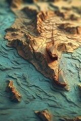 Poster - 3D Illustration of a Map