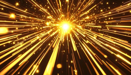Poster - Golden neon lines creating a glowing light effect in a 2D cartoon illustration with a laser theme