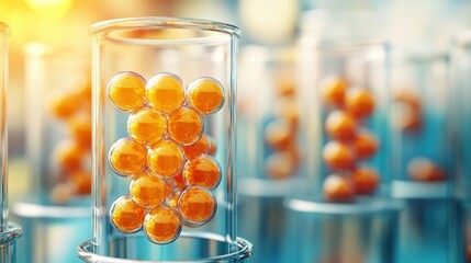 Poster - Orange Spheres in Glass Tubes.