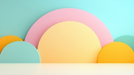 Poster - Abstract Colorful Background with Pastel Shapes and Minimalist Design