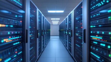 Fototapete - Server Room Data Center Network Infrastructure.