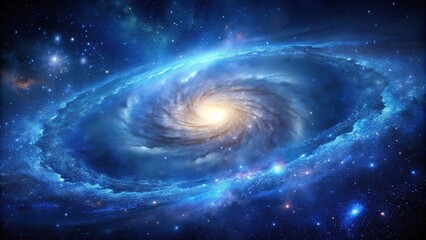 Wall Mural - symmetrical galaxy with dark black blue background, nebula, galaxies in space, abstract cosmos purpl
