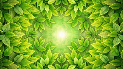 Symmetrical green abstract background with leaves