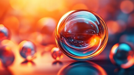 Poster - Abstract Glass Sphere with Red and Blue Reflections.