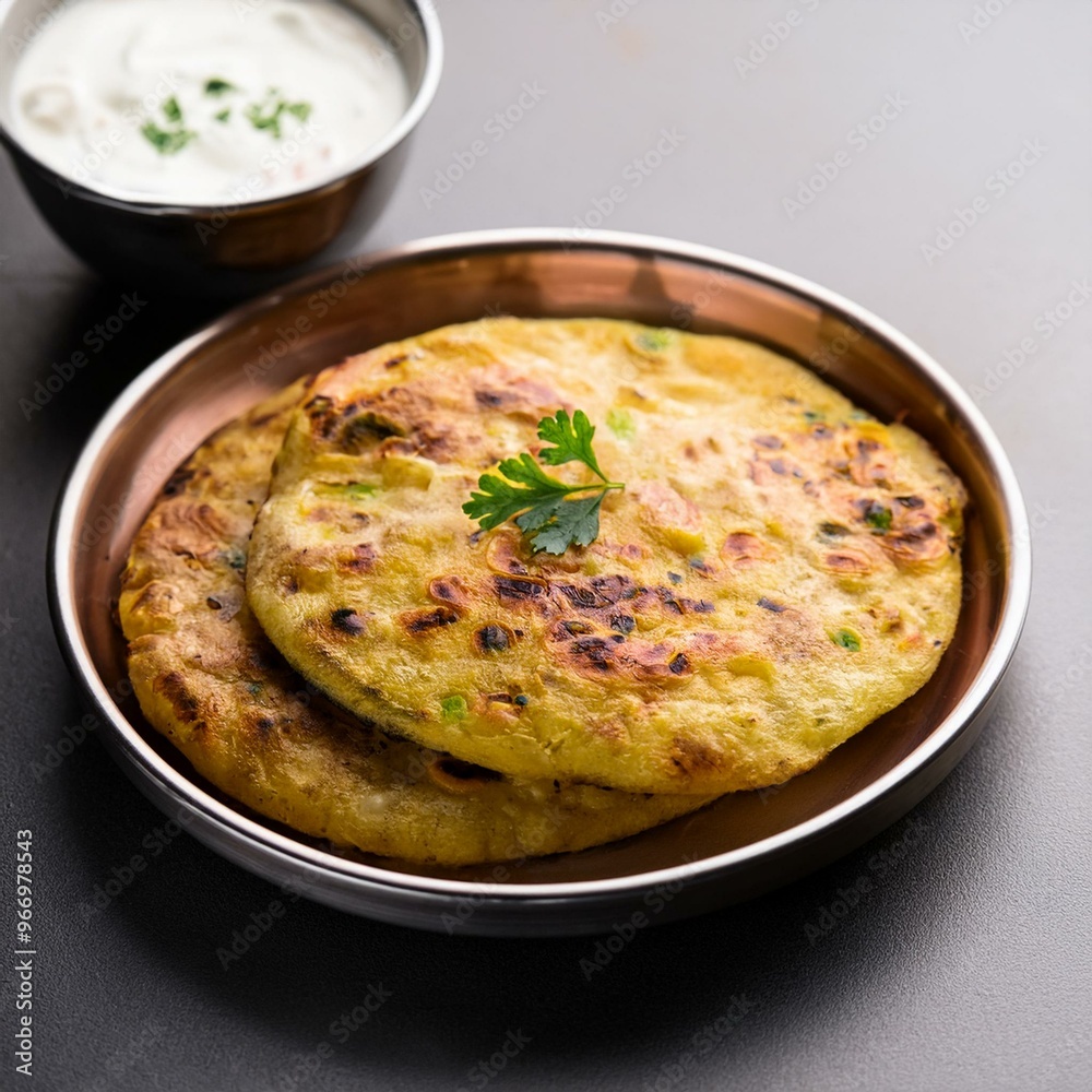 Indian Traditional Breakfast Food Aloo Paratha Is A Potato Stuffed indian-traditional-breakfast-food-aloo-paratha-is-a-potato-stuffed