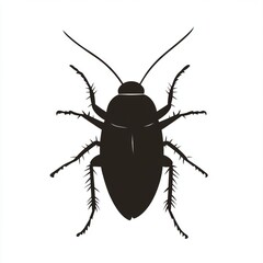 Sticker - A black silhouette of a cockroach with six legs, two antennae and a segmented body.