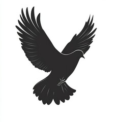 Poster - A black silhouette of a dove in flight, symbolizing peace and hope.