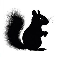 Poster - A black silhouette of a squirrel with a bushy tail.