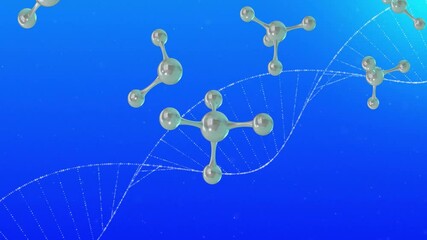 Wall Mural - Animation of moving molecules over dna strand