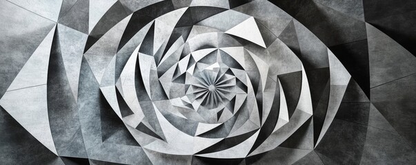 Aufkleber - Geometric abstract spiral pattern in grayscale